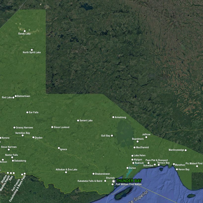 Map of the Diocese of Thunder Bay